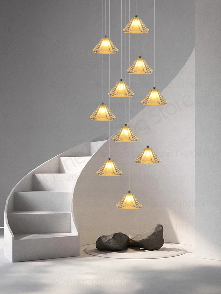 

Led Chandelier Nordic Luxury Villa Indoor Lighting Attic Home Decoration Restaurant Lamps Ceiling Modern Staircase Pendant Light