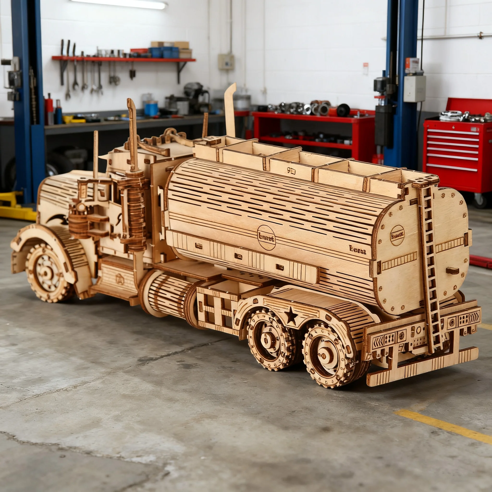 DIY Wooden Tanker Truck 3D Puzzle Heavy Lorry Model