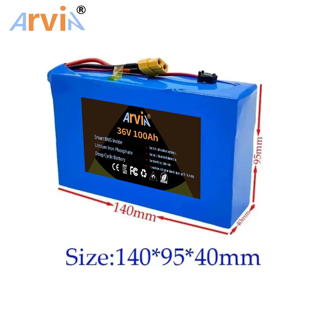 10S2P 36V 100000mAh Li-ion Battery Pack,  for Scooter Car, 42V Rechargeable Power Supply with BMS