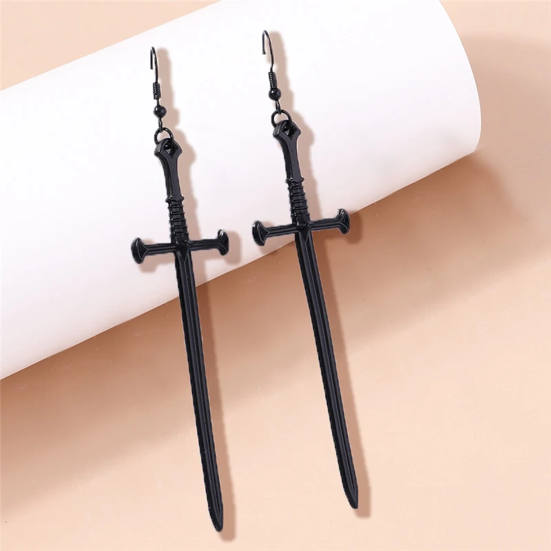 Aihua Gothic Vintage Schwert-Ohrringe für Damen und Herren, modischer Punk-Rock-Party-Schmuck, Accessoires, Geschenk, Fantasy-Kreuz-Ohrringe – Detail 11