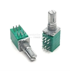 2PCS RK097 RK097NS Potentiometer 4 Link 12-Pin 10K 20K 50K 100K Audio Power Amplifier Sealed Potentiometer Shaft Length 15mm