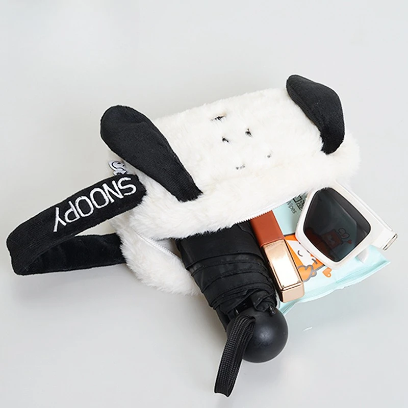 Snoopy Makeup Bag Cartoon Plush Cosmetic Storage Bags Portable Travel Toiletry Organizer Pouch Fashion Woman Clutch Bags Gifts