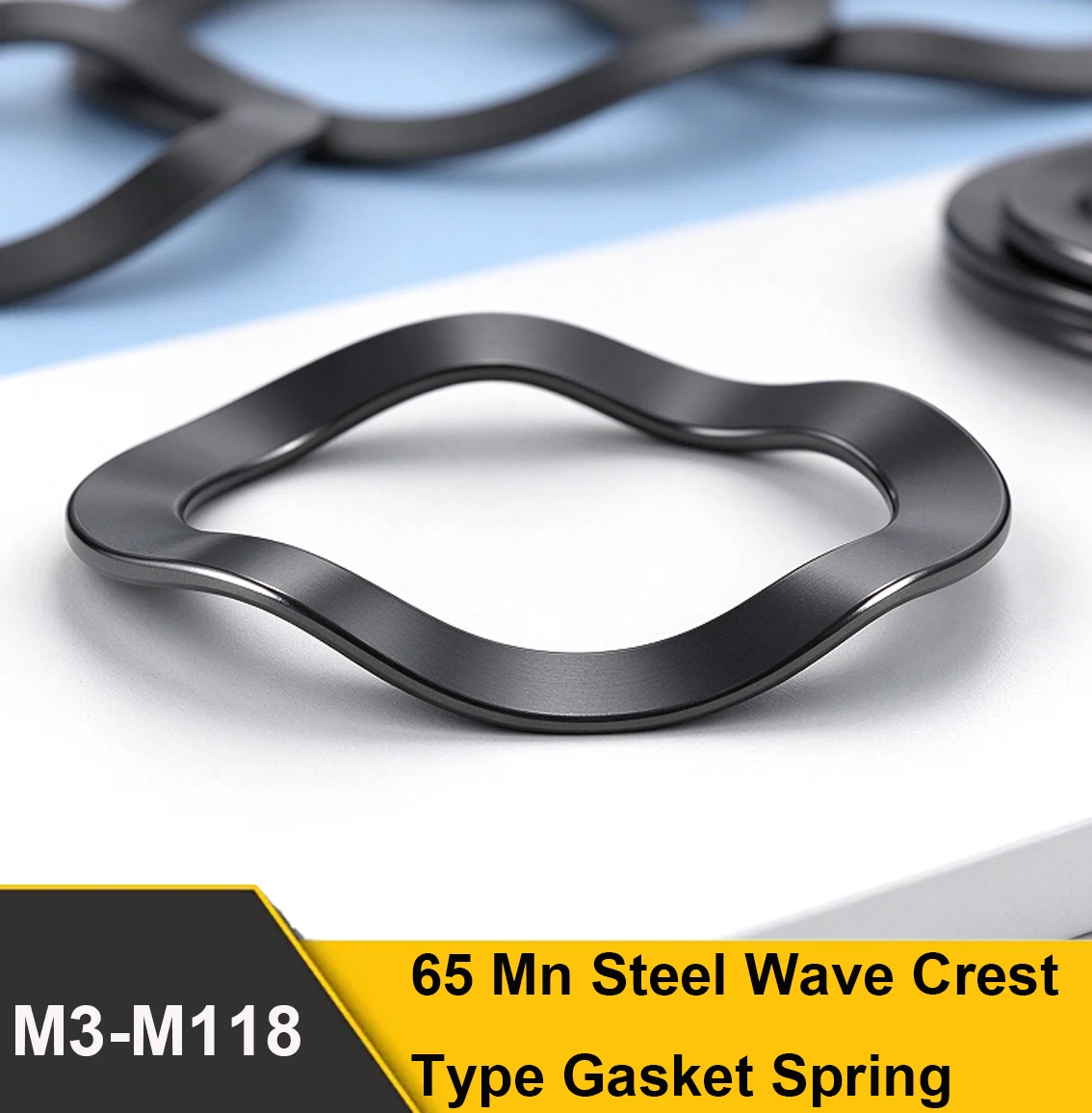 65 Mn Steel Wave Crest Type Gasket Spring Black Oxide Wavy Elastic Spring Shim Ring Fasteners M3 M4 M5 M6 M8-M118