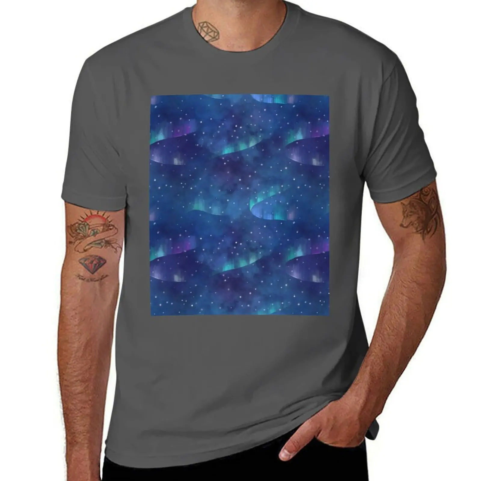 Aurora borealis T-Shirt Breathable Basic Cotton T-Shirt