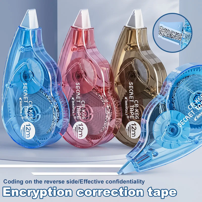 3‑Pcs 12M Random Color Privacy Encryption Correction Tape Confidential Information Cover Office Student Stationery