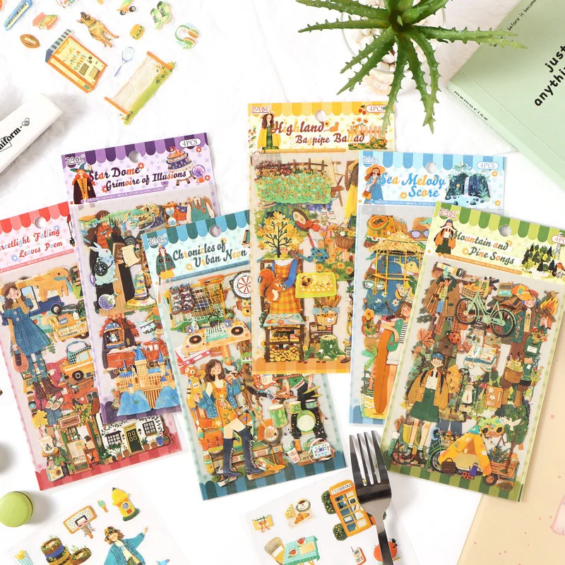 Yuezhen Cultural and Creative Floating World Wanhua Mirror PET Journal Stickers Children's Stickers notebook Materials Gift