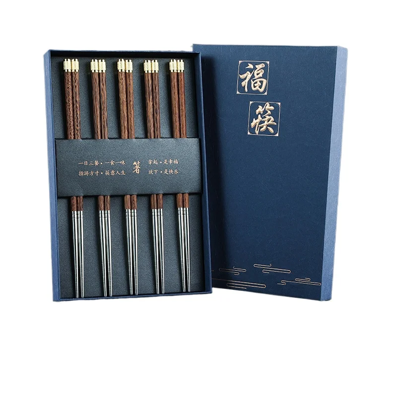 Japanese Solid Wood Chopsticks Set, Chinese Kitchen Accessories, Chinese Metal Chopsticks Set, High-end Chinese Gift Tableware