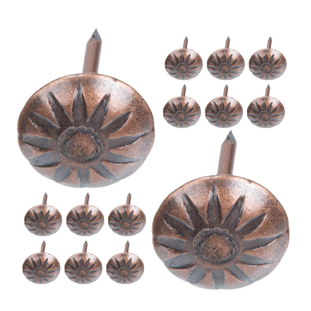 

1000pcs Retro Chrysanthemum Upholstery Tacks Decorative Furniture Nails for Sofa DIY Metal Nail Heads Carpet Fixing