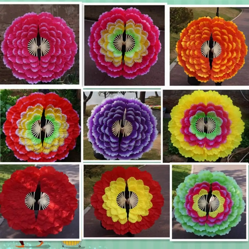 New 80/90cm Half-folded Dance Fan 4/5 Layers 10 Styles Square Dance Fan Kids Adult Club Performance Props Decorative Craft Fans