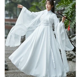 Modern Hanfu Woman Chinese Traditional Dress Kimonos Mujer Tang Dynasty Style Hanbok Cosplay Fairy Princess Dress White Suit