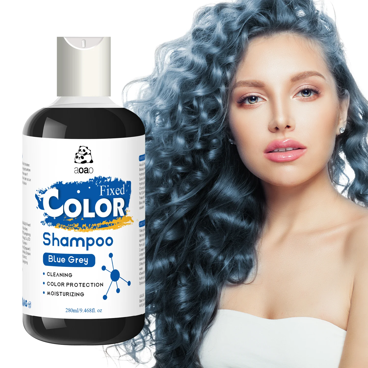 

Blue-Gray Permanent Color Shampoo for Hair Dye Protection and Cleansing