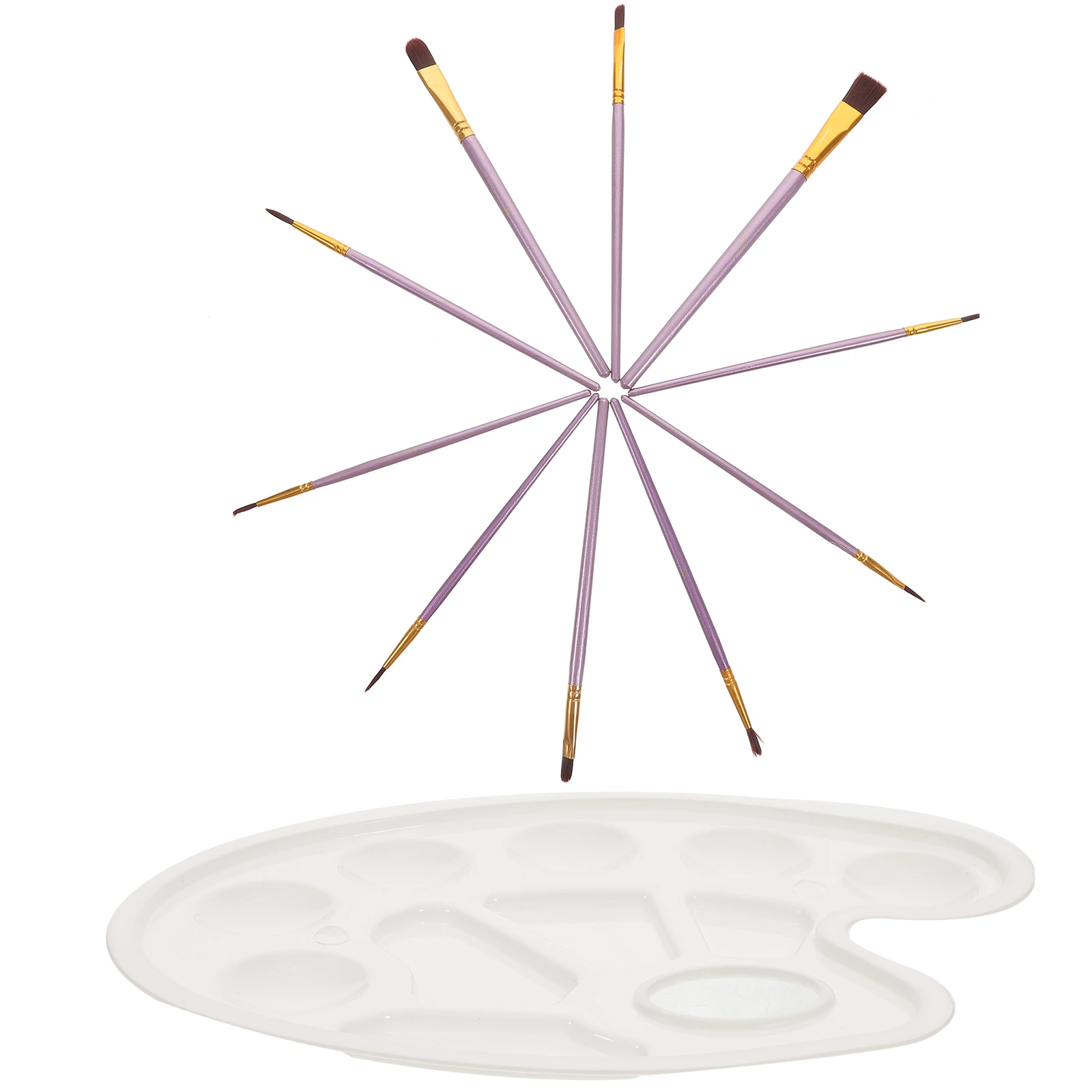 

Painting Brush Set Pigment Mixing Plate Portable Drawing Kit Comfortable Grip for Watercolor Oil Acrylic Art Paint