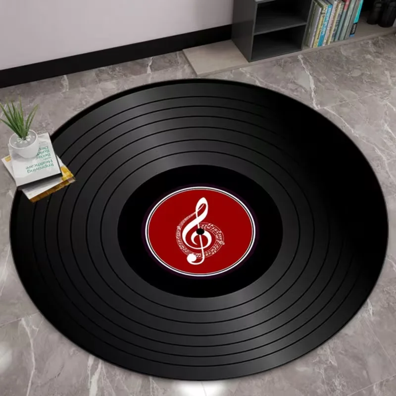 Treble Clef Vinyl Round Rug Floor Mat Living Room Sofa Floor Mat Coffee Table Entryway Indoor Home Decor Circle Carpet