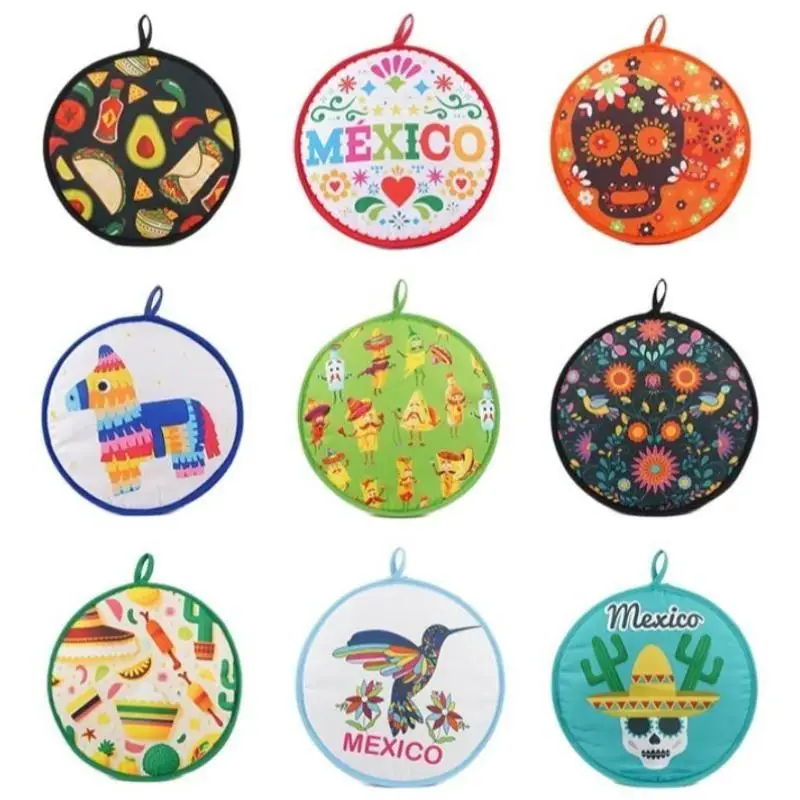 Tortilla Warmer Pouch Round Thickened Insulated Fabric Bag Reusable Food Warmer for Home Party Holiday Dinners
