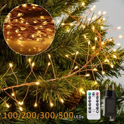 18M 500LED Cluster LED String Fairy Lights Copper Wire Outdoor Christmas Tree Light Garland For New Year Street Home Party Decor