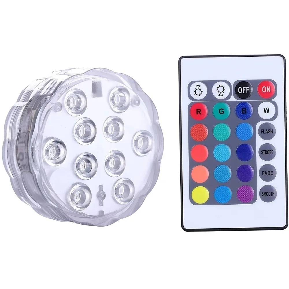 Gifts 10-LED Diving Light Submersible Wedding Party Decoration Underwater Lights with Remote Remote Control Pool Diving Light