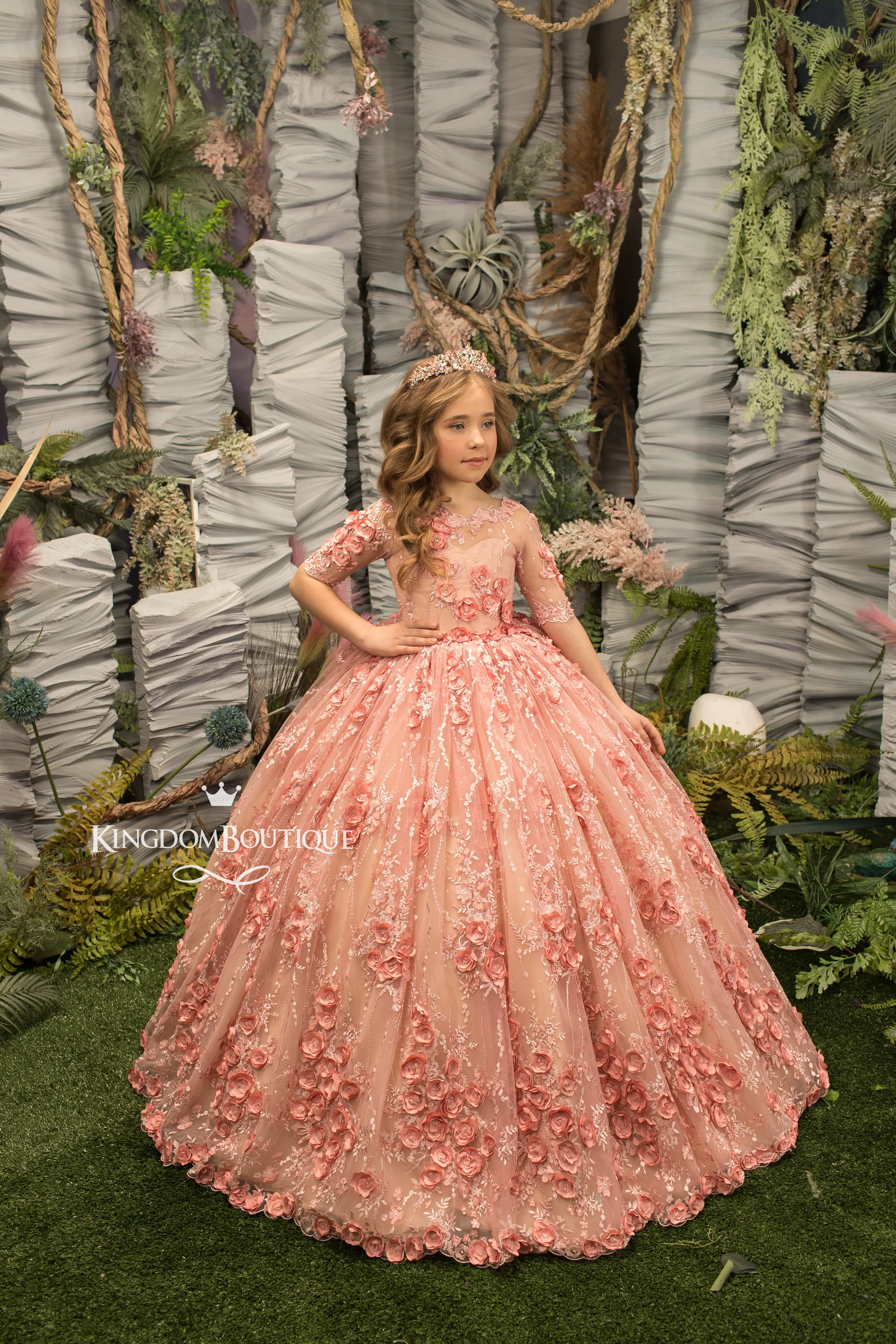 FATAPAESE vestido de niña de flores, falda esponjosa de tul de princesa con capas de crin de caballo trenzada, vestido de baile hinchado recortado