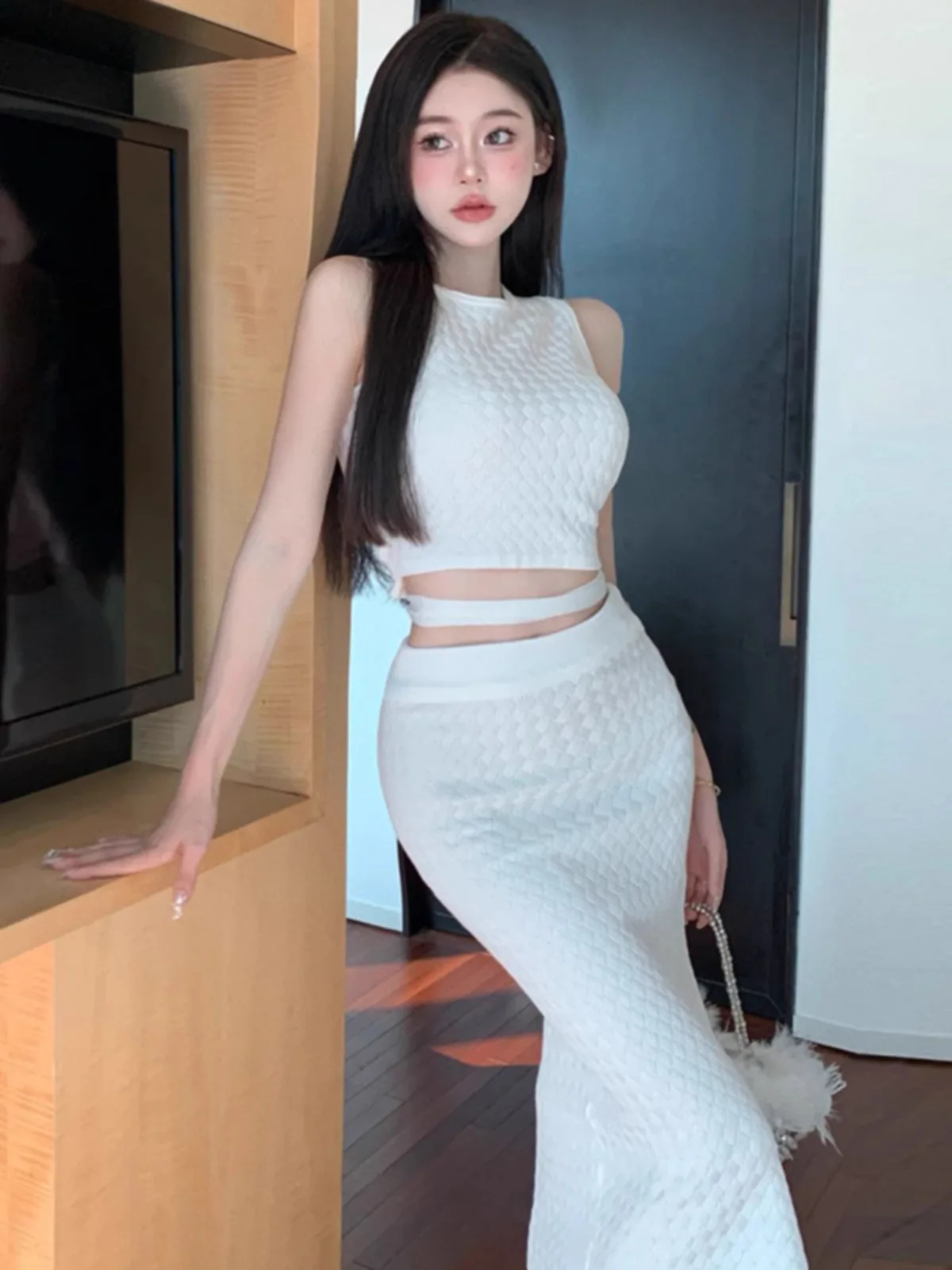 

summer outfits for women 2025 tank + long skirt two piece set conjuntos femininos elegantes new in matching sets ensembles