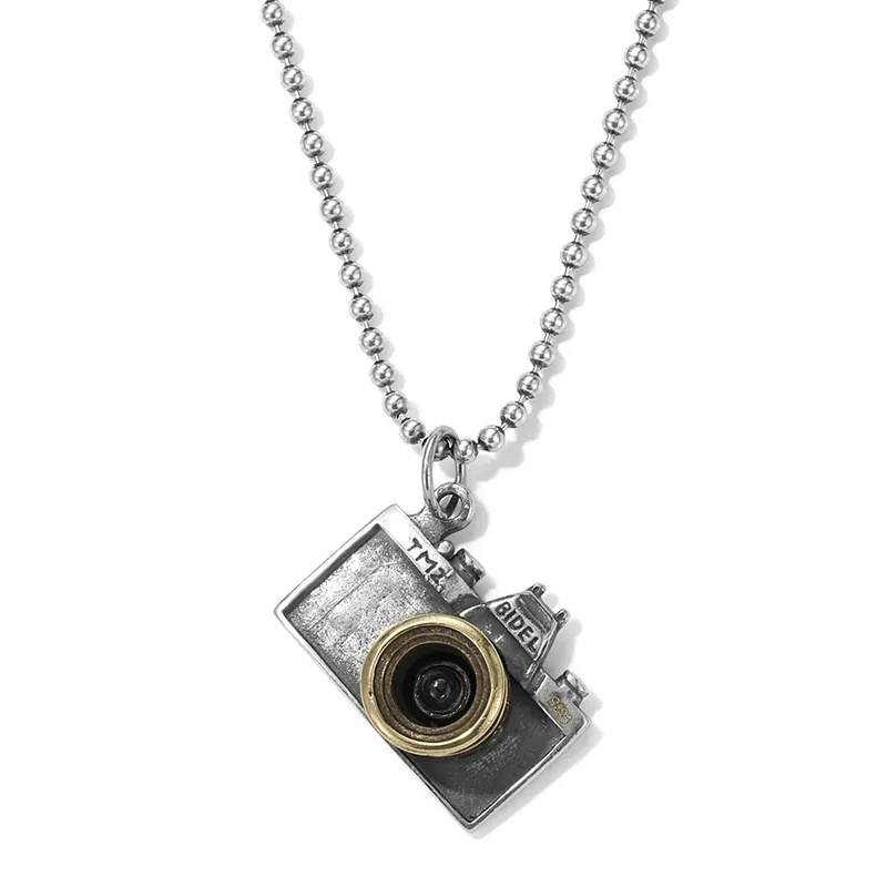 Do Old-fashioned Retro Silver Color Camera Shape Necklace Men Motorcycle Fashion Rock Party Hip Hop Jewelry Necklace Accessories