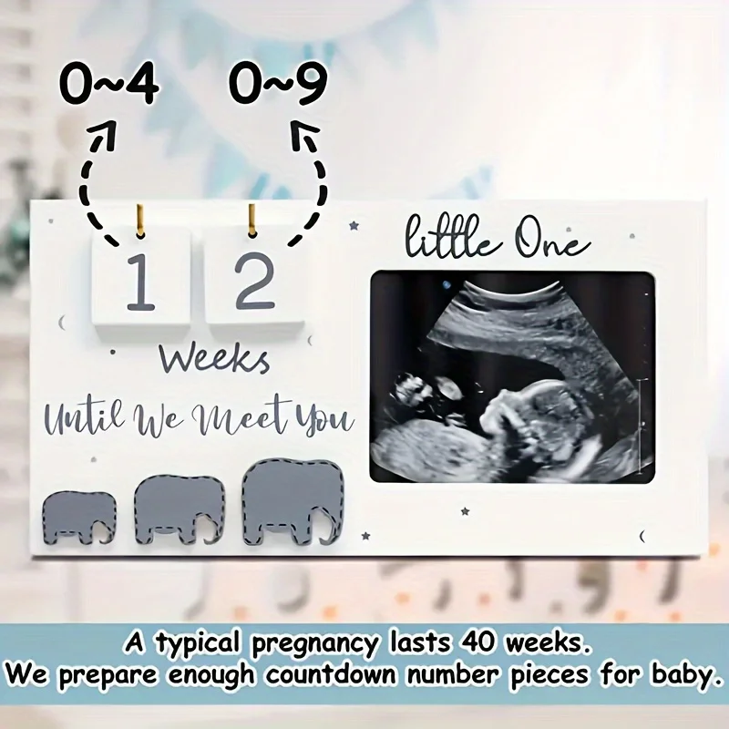 1pc Pregnancy Countdown Ultrasonic Baby Announcement Photo Frame, Living Room Bedroom Desktop Decoration Home Room Decoration, M