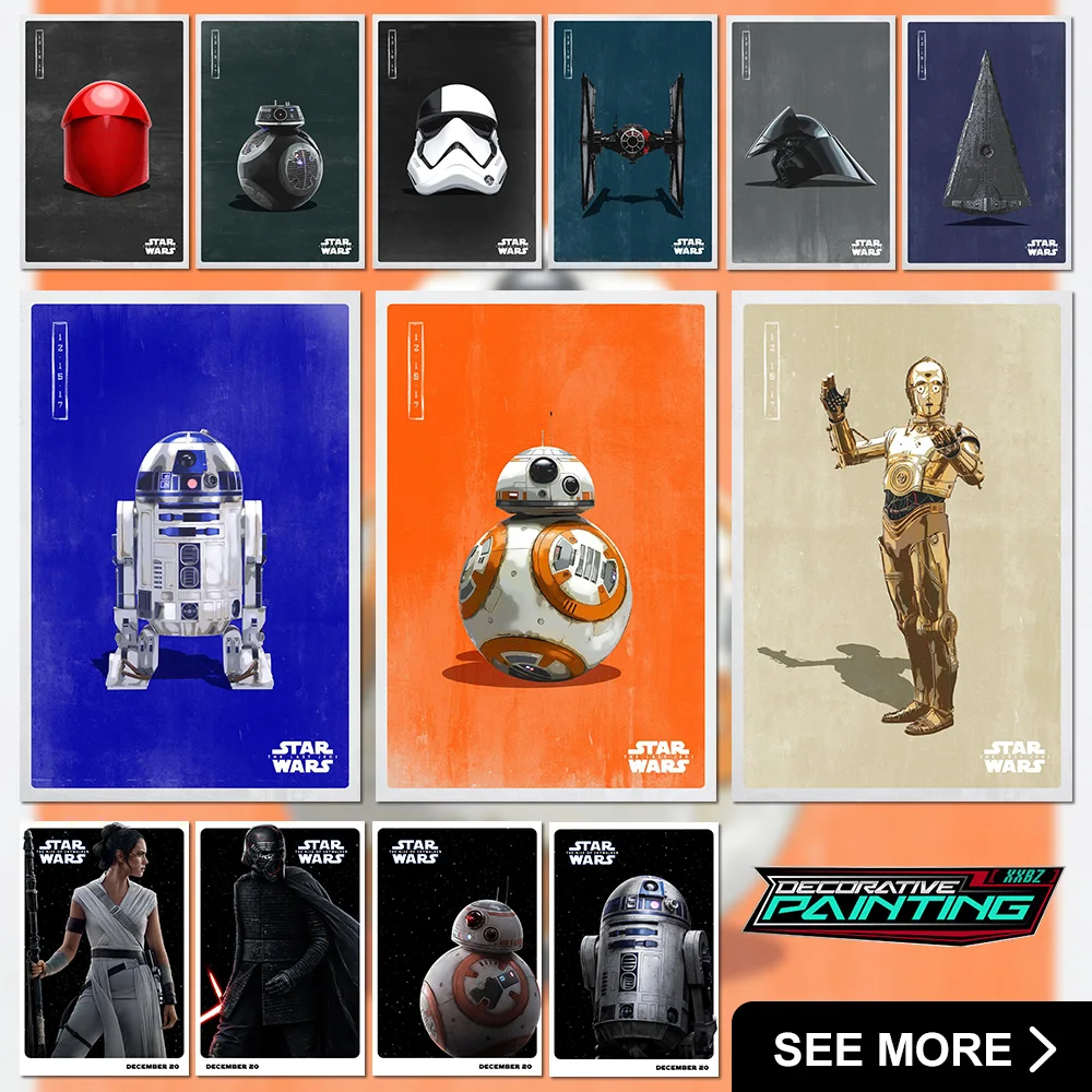 

Star Wars Poster Movie No Frame Painting Chewbacca Home Decoration Darth Vader Wall Artwork R2-D2 Canvas Picture C-3PO Wallpaper