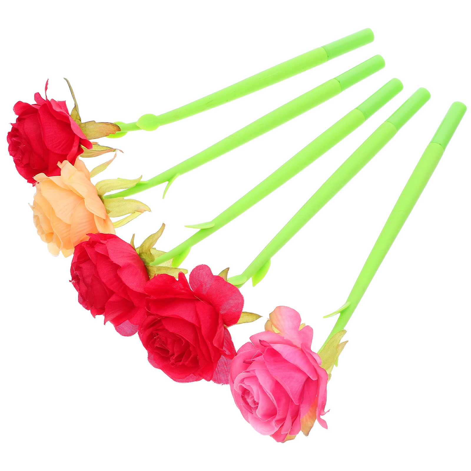

5pcs Simulated Rose Ballpoint Floral Writing Smooth Ink Cute Sign Pens for Students Office Stationery Silicone Cloth