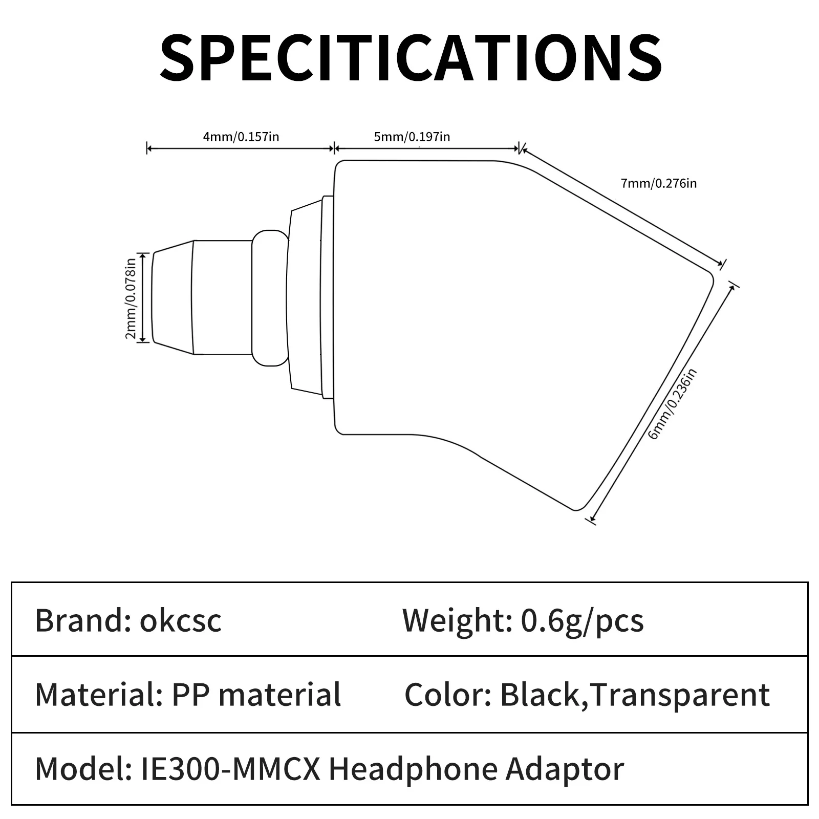 OKCSC Earphones Adapter MMCX Female to SENNHEISER IE300 Male Connecter for SENNHEISER IE300 IE200 IE600 IE900 AKG N5005 N30 N40