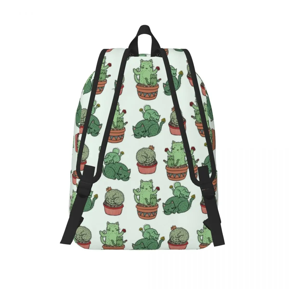 Cactus Cat Backpack Middle High College School Student Animals Pet Book Bags Teens Canvas Daypack Gift