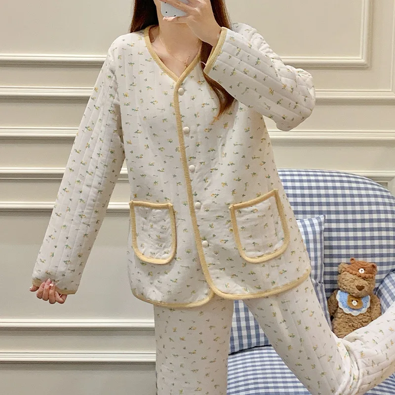 

Women's Clothing Pajamas Winter Thicken Keep Warm Suit At Home Outdoors Comfortable Sleep Ventilate Cute Exquisite Fashion