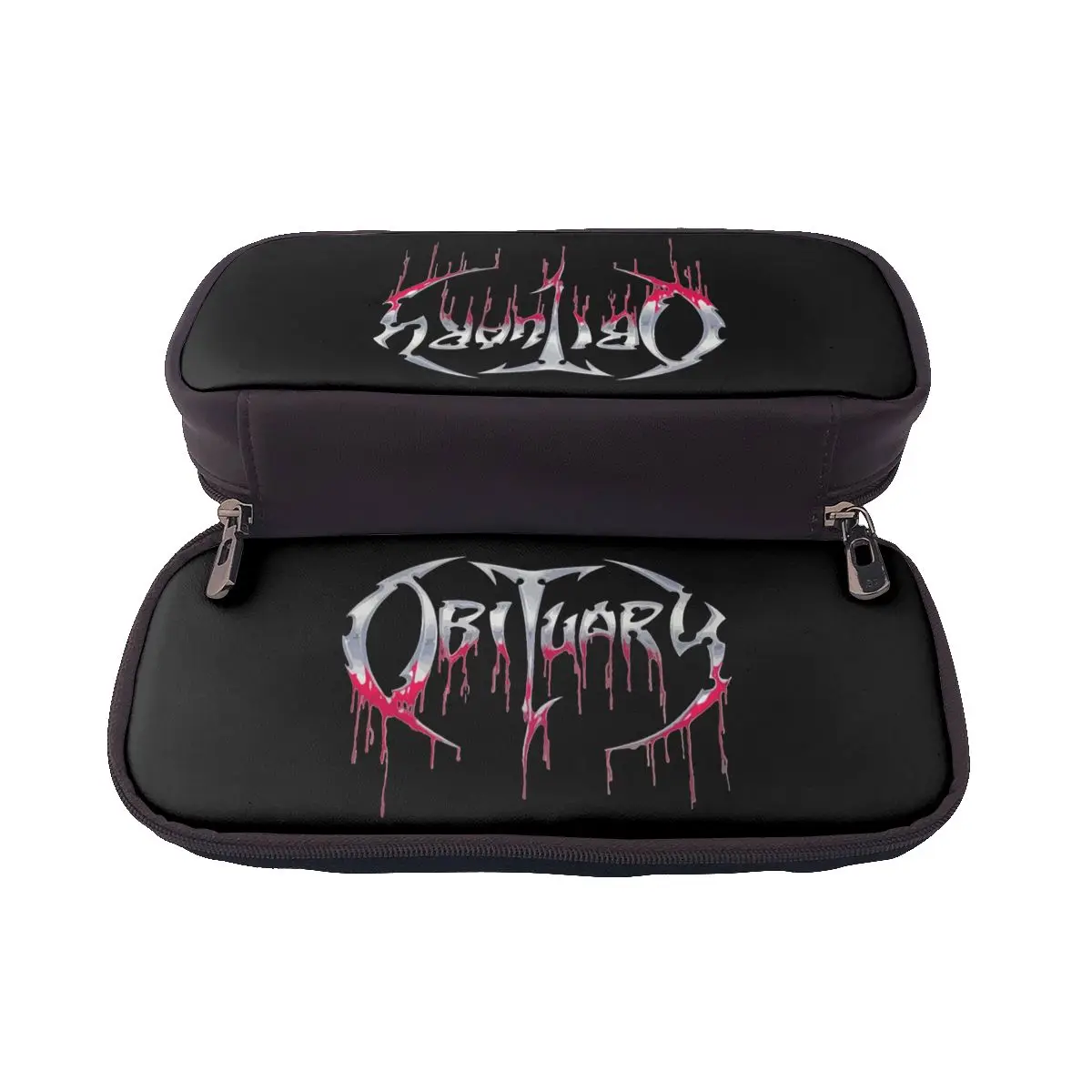 Obituary Death Metal Rock Band Music Leather Pencil Case for Boy Girl Pen Box Pencil Bag Stationery Supplies Pen Holder Bag