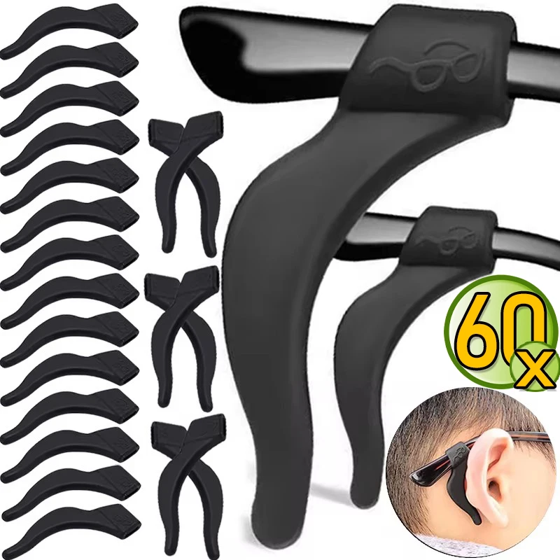 2-60pcs gancio per l'orecchio in Silicone morbido occhiali antiscivolo supporto per impugnatura per le gambe supporto per staffa per manicotto per l'orecchio accessori per occhiali trasparenti