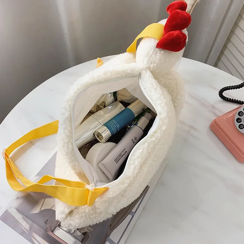 Chickens Shape Bag Zipper Crossbody Purse for Women Soft Fleece Cute Shoulder Bags Mochila Infantil Mochilas Para Niños рюкзак