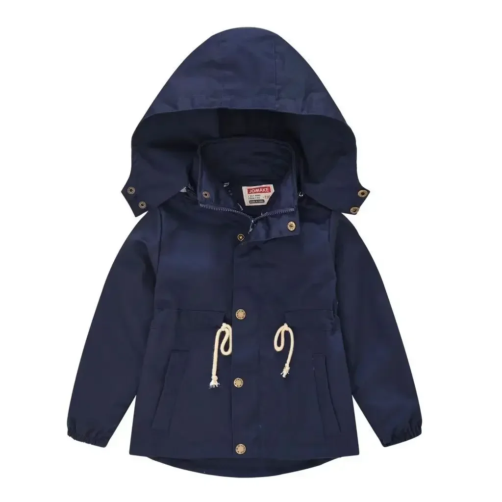 Spring Kids Jackets For Boys British Style Mid-length Trench Coat Baby Girls Outerwear Toddler Children Hooded Jacket 2 4 6 8 Y