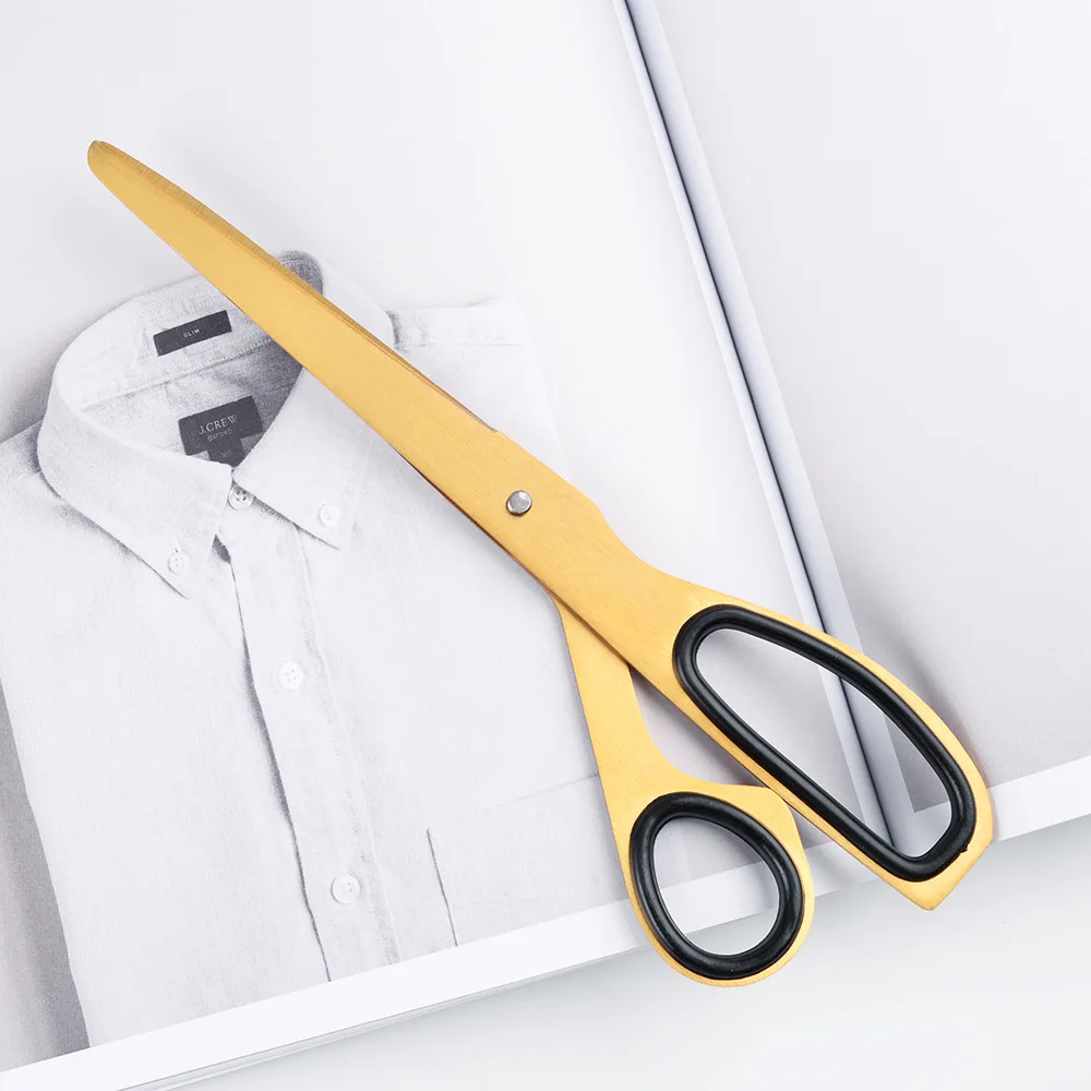 Golden Scissors Dissymmetry Handle Graceful Sharp Stainless Steel,Office Household Stationery,Paper-Cut Pruning Sewing ZS-119