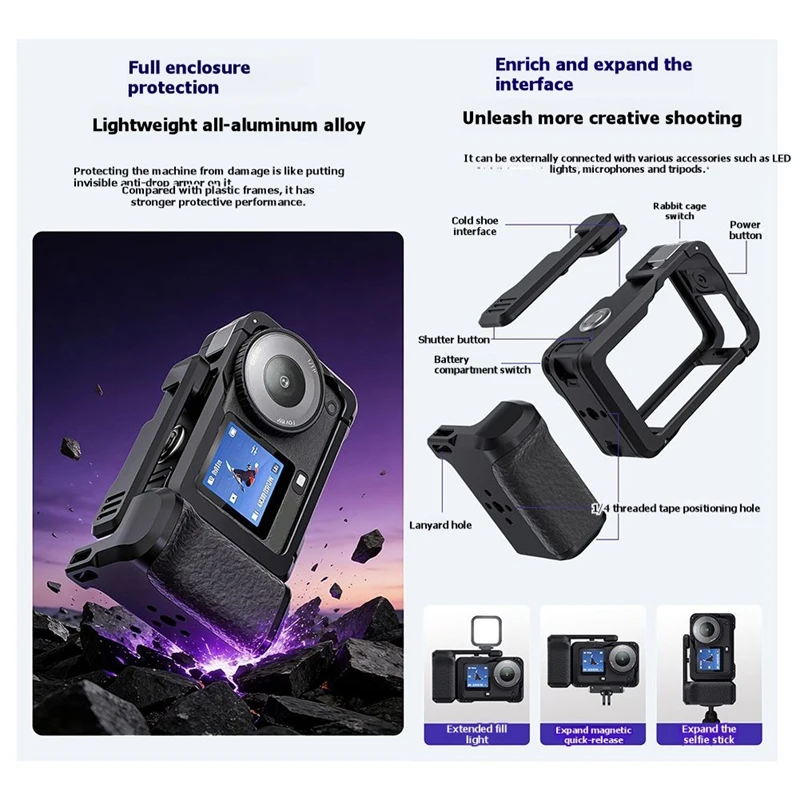 Super Sale for DJI Osmo Action 6 Street Grip Kit Photography Handle Stabilizer