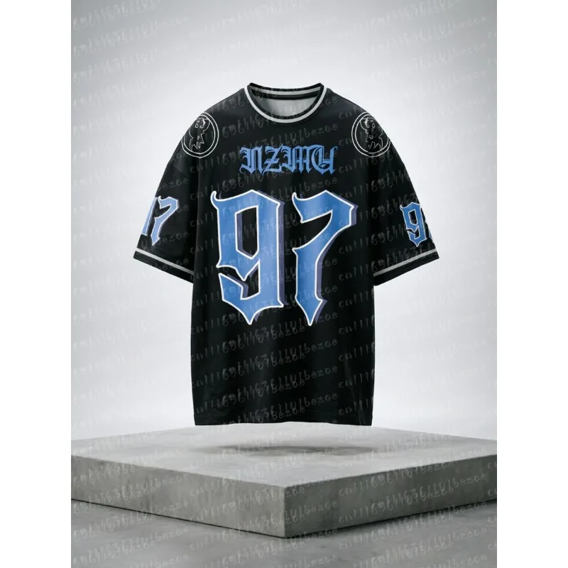 Personalized Striped Letter 3D Printed Print for Summer 2026, Soft and Breathable Round Neck T-shirt, Family Style Street Top
