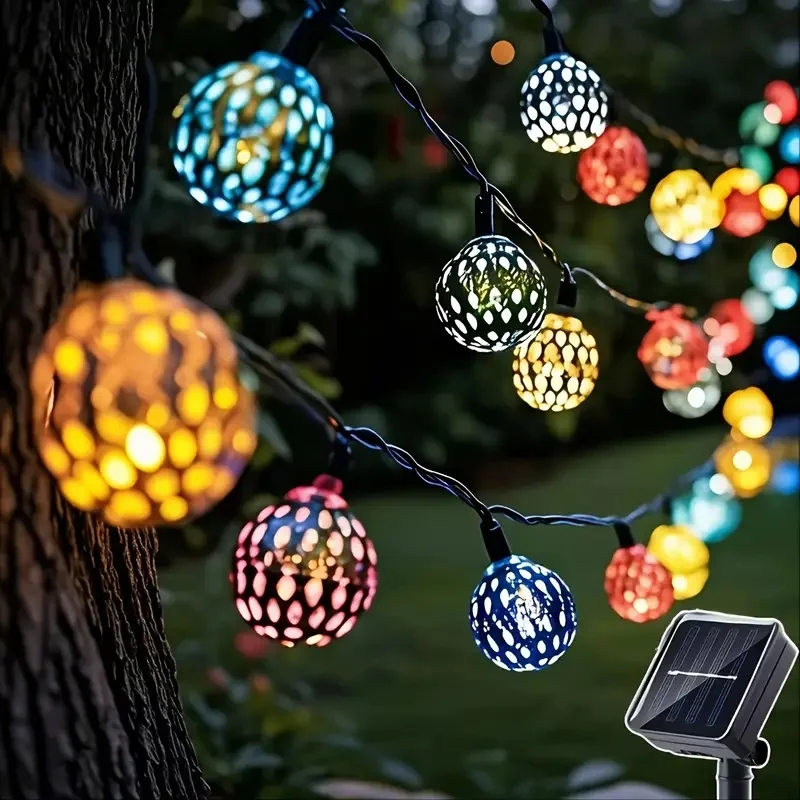 

Solar-Powered Moroccan Lantern Lights - Outdoor Solar Panel for Garden, Patio Halloween Christmas Hanging Solar Lights