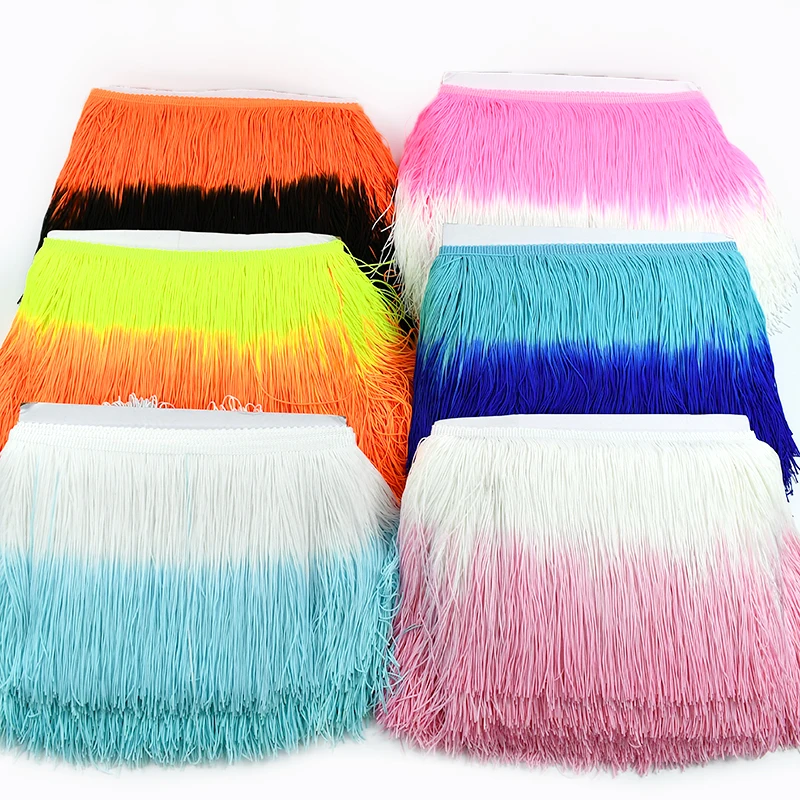 

1-5M 20cm Gradient Tassel Fringe Lace Trim Ribbon Latin Dress Stage Clothes Curtain Garment Tassels Decor DIY Sewing Accessories