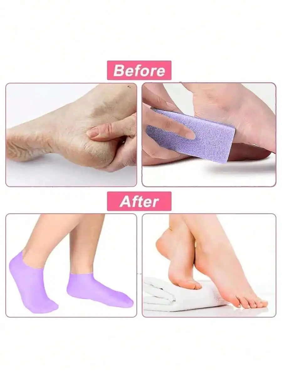 1 Pair Silicone Moisturizing Foot Socks, Effective Foot Care, Prevent Cracked Heels, Remove Dead Skin, Elastic Foot Socks, All-Day Moisture Locking, Prevent Dryness, Odorless, Easy To Wear And Remove, Soft And Comfortable Material. view 4