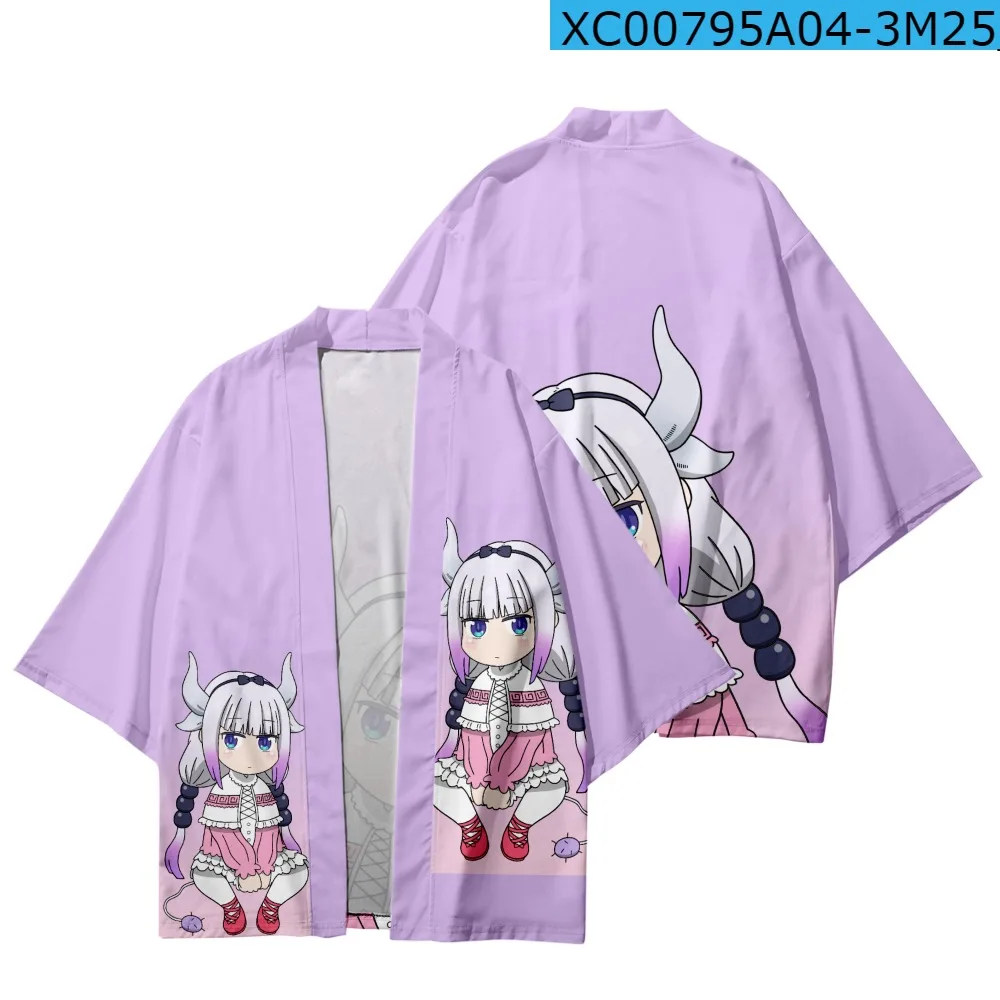 

Kyoto Animation Miss Kobayashi's Dragon Maid Kanna Printing Japanese Kimono Haori Yukata Cool Short Sleeve Streetwear