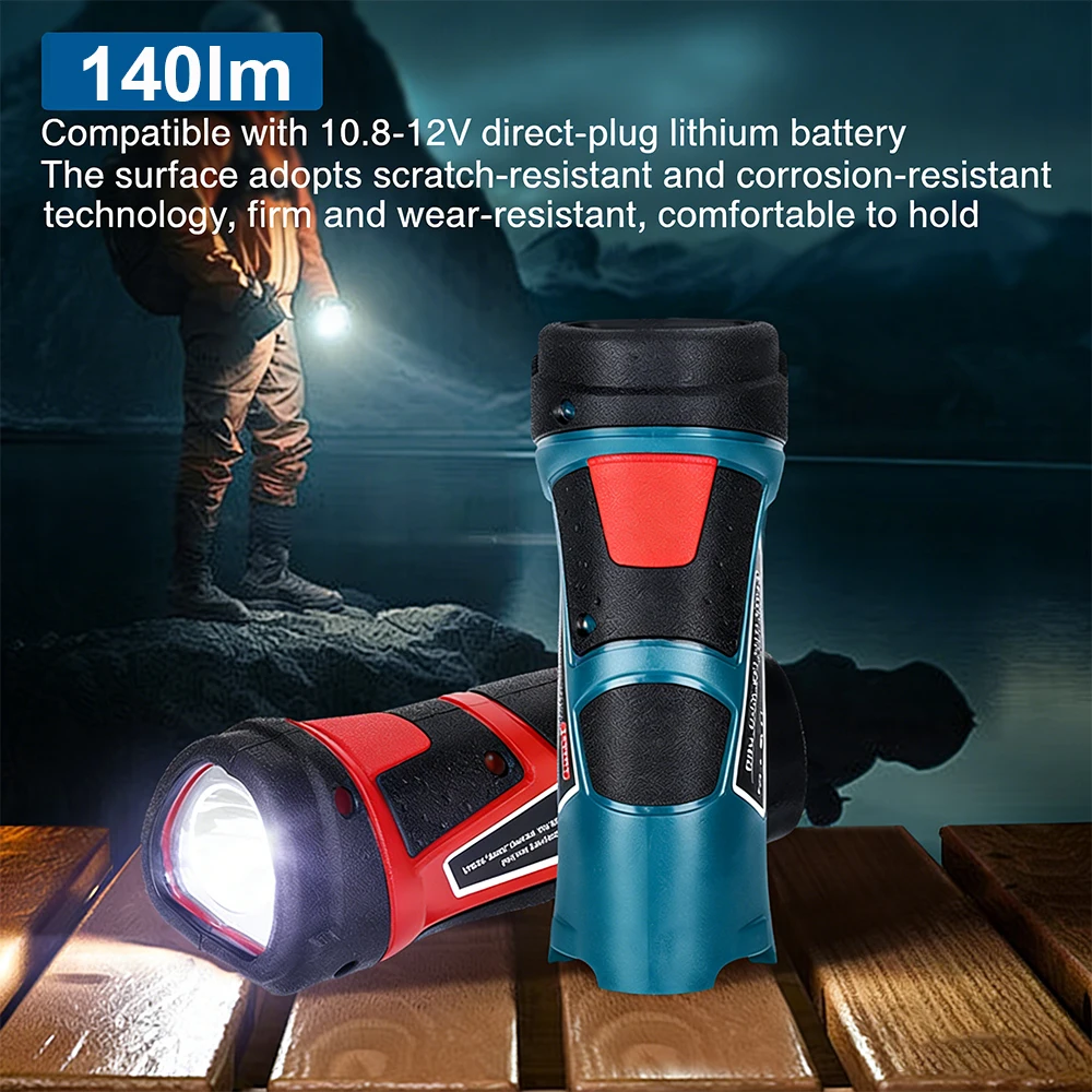 

Для Bosch/Milwaukee: Ручной светодиодный фонарь на литиевой батарее 10.8В-12В, перезаряжаемая лампа-фонарик (без аккумулятора)