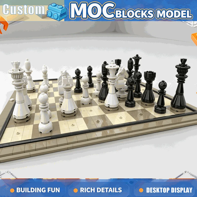 1269PCS MOC Full Size Classic Chess Set Board Game Model Building Blocks DIY Creative Assembly Educational Toy Gift Collection