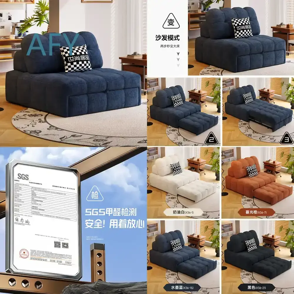 Pouf Sofa Bed for Small Space Foldable Convertible Sleeper Sofa for Living Room Bedroom Multi Functional Expandable Sofa Bed