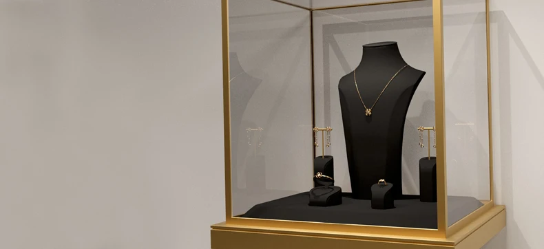 Oirlv Schwarzes Mikrofaser-Schmuck-Display-Set mit Metallständer für Halsketten, Ohrringe, Armreifen und Ringe – Detail 12