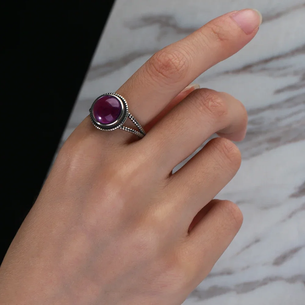 New Arrival Vintage Natural Amethyst Rings For Women 925 Sterling Silver Jewelry With Natural Stones Anniversary Gift