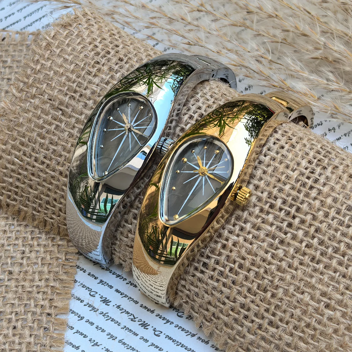 Pulseira exclusiva gota de água relógio de quartzo vintage masculino feminino y2k lâmina especial design de lâmina criativa relógio masculino de aço de alta qualidade