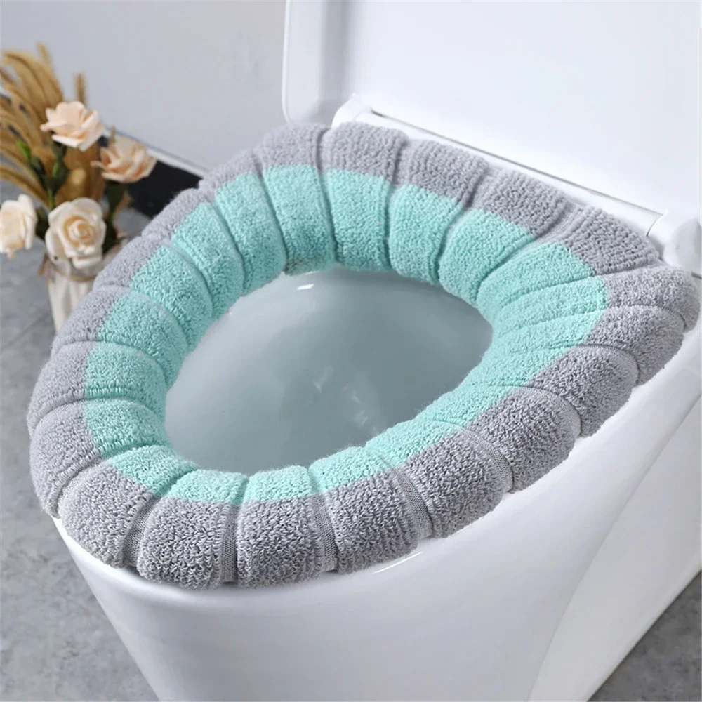 Home Winter Warm Toilet Seat Cover Washable Mat Toilet Seat Lid Pad Portable Elastic Rope Soft Pad Bidet Cover Bathroom Supplies