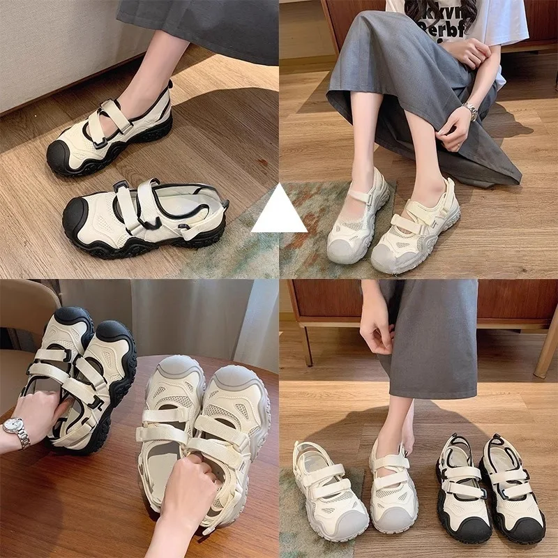 Thick Soled Breathable Toe Cap Sandals Summer Hollow Mesh Women's Casual Shoes, Soft Soled Lightweight Lazy Shoes tenis de mujer - Image 6
