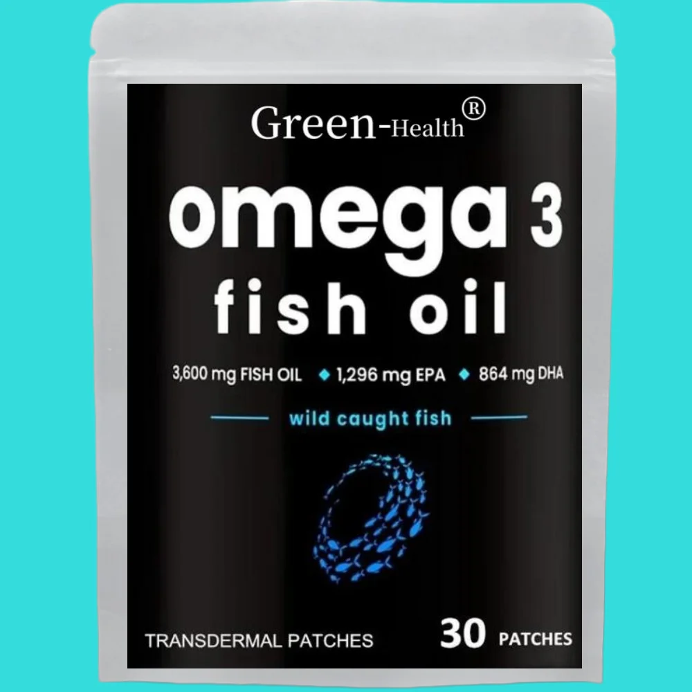 30 Patches Omega 3 Fish Oil Transdermal Patches Support Heart, Brain, Joints, Skin, Eyes & Immune Health