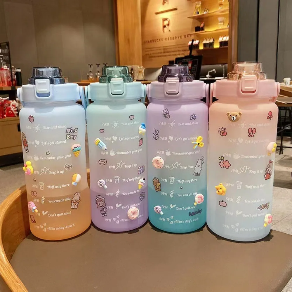 

with Straw Colorful Water Bottle Large Capacity Straight Mug Large Capacity Bottle Handheld Plastic